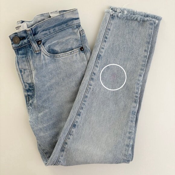 Moussy Lt Wash Slim Straight Crop Jean (Sz 24) 100% Cotton Mid Rise Button Front - Picture 10 of 11